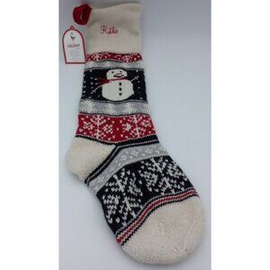 Pottery Barn Kids Ruthie Natural Fair Isle Snowman Wool Stocking Christmas Xmas